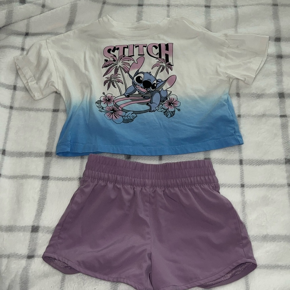 Girls Stitch crop shirt with short